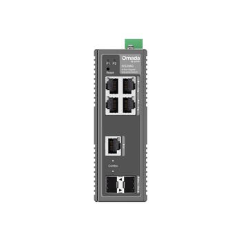 TP-Link IES206G сетевой коммутатор Omada Industrial 6× Gigabit 10/100/1000 Mbps Easy Managed 4× RJ45 1× RJ45/SFP combo 1× SFP VLAN QoS STP/RSTP индустриальный диапазон -40–75 °C DIN/замок Чёрный (IES206G)