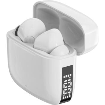 Denver TWE-61W 111191120480, True Wireless Bluetooth 5.0 austiņas, 5.5h, iebūvēts mikrofons, LED, balta (111191120480)