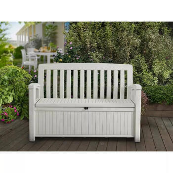 Keter Patio Storage Bench 29202690508, 227L, 133x61x89cm, белый, запираемый, 2 места (29202690508)