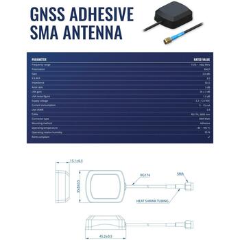 Teltonika Антенна PR1KSG30, 2 дБ, 0.06 кг, 1575 ~ 1602 МГц, SMA разъем, 3 м кабель, 3M клей (PR1KSG30)