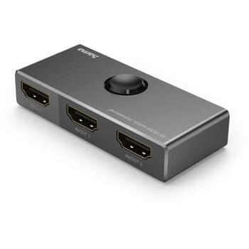 Hama HDMI переключатель 00205324, 2x2 HDMI, 7680×4320, 120Hz, ручное переключение, резиновая основа (00205324)