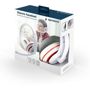 Gembird наушники MHS-03-WTRD 20-20000 Гц, 1.8 м, 32 Ω, 105 дБ, 58 дБ, поворотный микрофон, встроенное управление (MHS-03-WTRD)