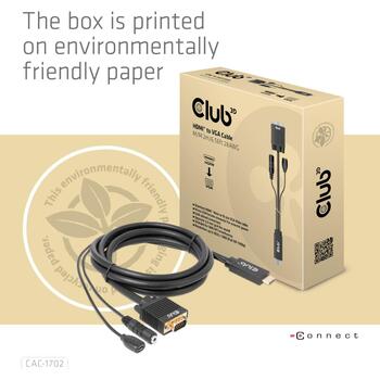 Club3D Видео кабель HDMI на VGA CAC-1712 2м 28AWG, VGA (D-Sub) + 3.5mm, HDMI + Micro-USB, 1920 x 1080 (CAC-1712)