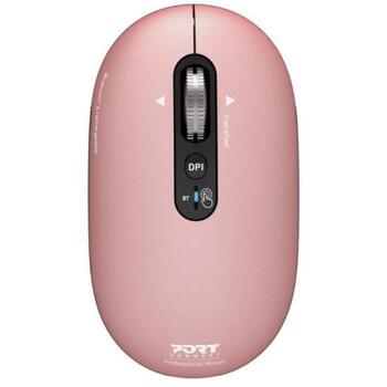 Port Connect PURE MAC 910503, bezvadu optiskā pele, Bluetooth, 1000/1600/2400/3200 DPI, 5 pogas, klusa skaņa, rozā (910503)