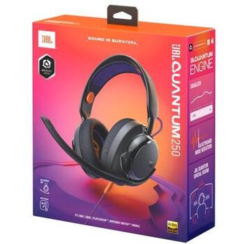 JBL Quantum 250 Wireless Black JBLQTUM250BLK, беспроводные, 32Ω, 20-40000Гц, 100дБ, 30мВт, съемный микрофон (JBLQTUM250BLK)