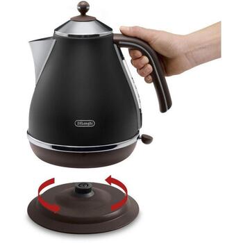 Delonghi Электрический чайник KBOV2001BK, 2000 W, 1.7 L, черный, нержавеющая сталь, 360° основание, индикатор уровня воды, фильтр (KBOV2001BK)