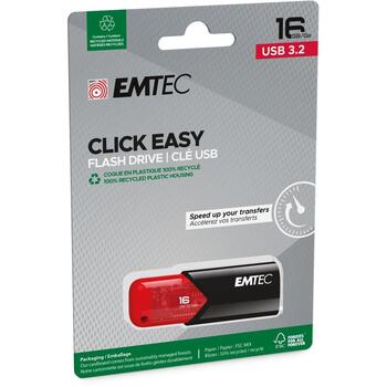 Emtec USB флешка B110 ECMMD16GB113, 16GB, 20Mbps, 10Mbps, USB 3.2, черный/красный, 100% переработанный пластик (ECMMD16GB113)