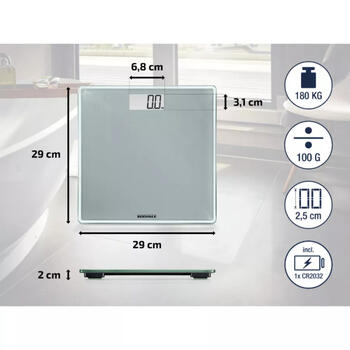 Soehnle Style Sense Compact 300 1063852, электронные весы, 180кг, 100г, 2.5см ЖК, 8мм стекло, авто вкл/выкл (1063852)