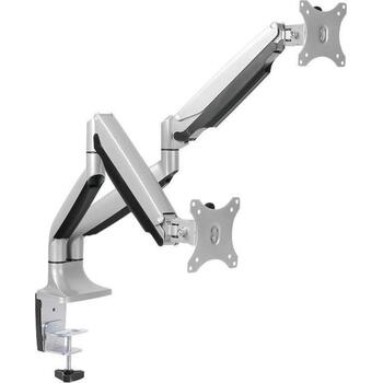 LogiLink крепление для монитора BP0043, 2 монитора, 13-32 дюйма, 2x9 кг, VESA 75x75/100x100 мм, газовая пружина, алюминий (BP0043)