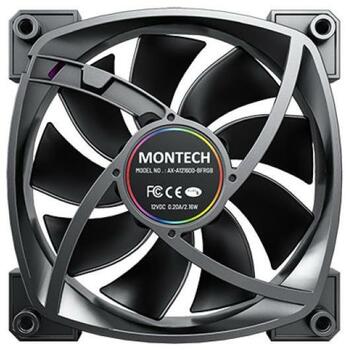 Montech Datora korpuss ventilators AX120 PWM BLACK 3 IN 1, 120mm, 720-1760RPM, 27dB, 3x4PIN, RGB apgaismojums (AX120 PWM BLACK 3 IN 1)