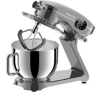 Lovio Миксер LVSTM03PGY, 1800W, 6.5L, 10 скоростей, металлический корпус, автоматическая остановка, защита от перегрузки (LVSTM03PGY)