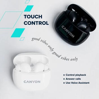Беспроводные TWS наушники с Bluetooth соединением TWS-5 Черные CNS-TWS5B CANYON (CNS-TWS5B)