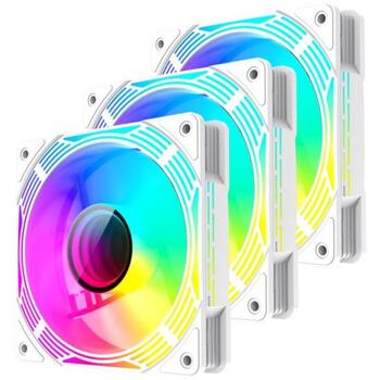 Gamemax Kaste ventilators KF300R WH, 120mm, 800-1600 rpm, 44.35 cfm, PWM atbalsts, ARGB ventilators (KF300R WH)