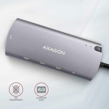 Axagon USB хаб HMC-6M2 6in1, 2x USB-A, 1x USB-C PD, 1x HDMI 4K, 1x RJ-45, 18 см кабель (HMC-6M2)