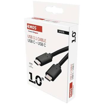Emos Uzlādes un datu kabelis SM7022BL, 1m, melns, 3.1, 60W, 3A, 10Gbit/s, C-C, PVH, 1 gab. mazā kastītē (SM7022BL)
