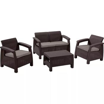 Keter Corfu Set 29197361599, комплект садовой мебели, 2 кресла, диван, стол, 31.35kg (29197361599)