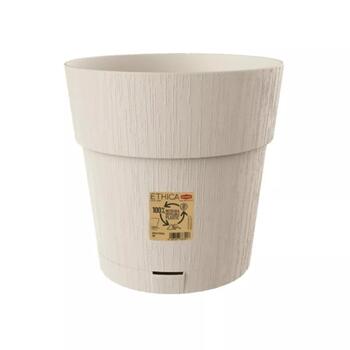 Stefanplast Ethica puķu pods ar paliktni 2168150, Ø30x29cm, 11,8L, balts, pašlaistīšana, 100% pārstrādāts (2168150)