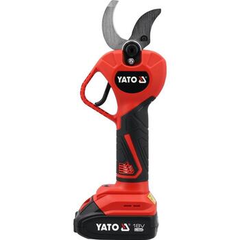Yato Аккумуляторный садовый секатор YT-828382, 18V, 40мм, 2000mAh, Li-Ion, 36Wh, 1ч, 5.5мм, SK5, 1.01м/с², 73дБ, 62дБ, бесщеточный (YT-828382)