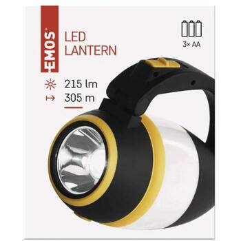 Emos Многофункциональный LED кемпинговый фонарь P4008, 215 lm, 3x AA, 90 ч, 5 режимов, 305 м, черно-желтый (P4008)