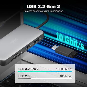 Digitus DA-70915 USB-C док-станция, 8 портов, 2x HDMI, 1x RJ-45, Gigabit Ethernet (DA-70915)