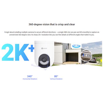 Ezviz HB8 Lite 2K⁺ CS-HB8c-R100 Аккумуляторная Поворотно-Наклонная Умная Wi-Fi Камера Цветное Ночное Видение Белая (HB8-Lite-2k+)