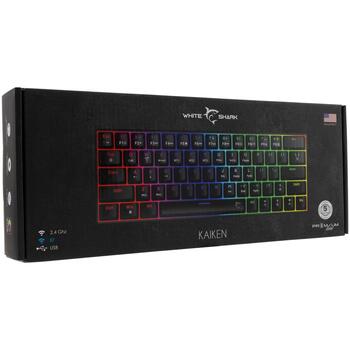 White Shark Клавиатура KAIKEN-US, 63/64 клавиши, Механический красный переключатель, RGB подсветка, 1,5м кабель, USB, BT, 2,4 GHz (KAIKEN-US)