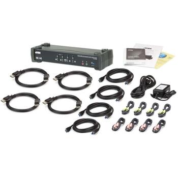 Aten 4-Port USB 3.0 4K DP MST KVM переключатель CS1924M, 4096 x 2160, 4x USB Type B, 2x USB Type A, 4x Audio 3,5mm, 4x DisplayPort (CS1924M-AT-G)