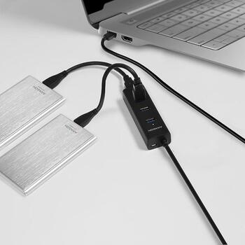 Axagon USB centrmezgls HUE-S2BL 4 USB 3.0 porti, 1.2 m kabelis, 2A uzlāde, matēts korpuss (HUE-S2BL)