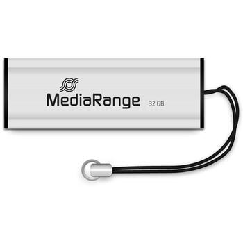 Mediarange MR916 USB-флешка, 32ГБ, USB 3.2 Gen 1, 70МБ/с чтение, 20МБ/с запись, выдвижной корпус, черный/серебристый (MR916)