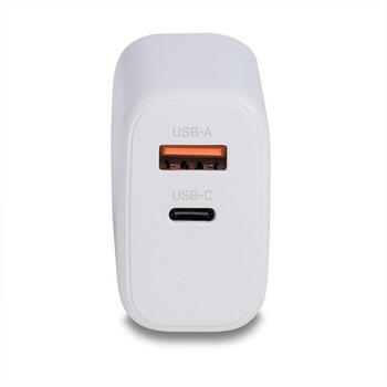 Lindy зарядное устройство 73428 65W, 100-240V, 20V, 2 USB порта, быстрая зарядка, защита от перегрузки, белый (73428)