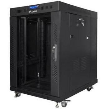 Lanberg Rack Kaste 19'' 15U FF01-8015-12BL, 800mm, 1000mm, 905mm, 800kg, LCD displejs, 4 ventilatori 230V, stikla durvis (FF01-8015-12BL)