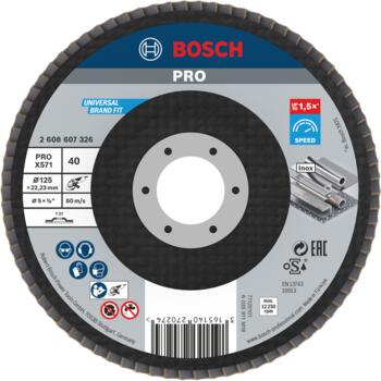 Slīpp.slīpšķ.metālam top D=125 mm, K 40, 1 gab., Mazām leņķa slīpmašīnām PRO X571 VĒDEKĻVEIDA DISKS, 2608607326, BOSCH (2608607326)
