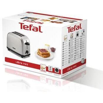 Tefal Toasteris TT330D, 700W, 2 šķēles, nerūsējošais tērauds, 6 apbrūnināšanas līmeņi, augsta pacelšana, izņemama drupaču paplāte (TT330D)