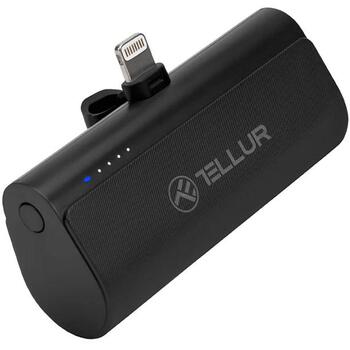 Tellur PD203 Power Bank akumulators TLL158421, 5000mAh, 18.5Wh, Type-C 5V/2A, 9V/2A, Lightning 5V-3A, LED indikators, ātrā uzlāde (TLL158421)