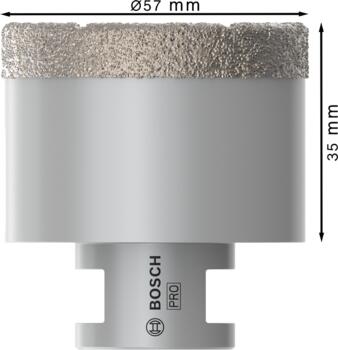 Dimanta Caurumzāģis 57mm DrySpeed Best for Ceramic, Mazām leņķa slīpmašīnām PRO CERAMIC DRY KROŅURBIS, 2608587127, BOSCH (2608587127)