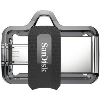 SanDisk USB флеш-накопитель 32 ГБ SDDD3-032G-G46, 150 МБ/с, USB Type-A, Micro-USB, черный, прозрачный (SDDD3-032G-G46)
