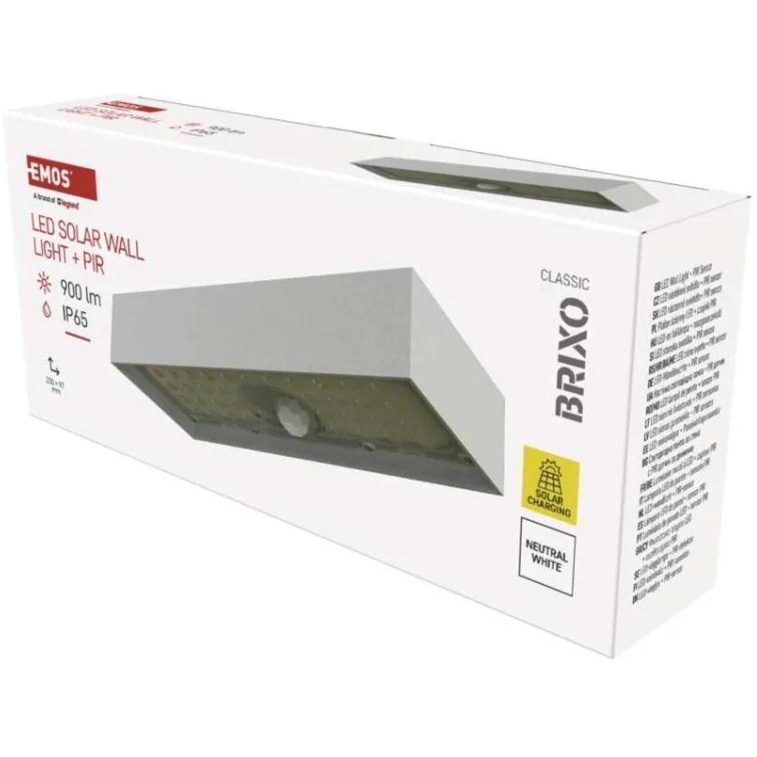 Emos LED светильник BRIXO ZG165S, 900 lm, 3,7 V, IP65, 7 м PIR датчик, 35 ч аккумулятор, 140° × 70° угол света (ZG165S)