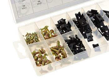Geko G02923 U veida paliktņu komplekts, 170gb, M3-M6 skrūves un paplāksnes, 40xM3x8mm, 20xM4x16mm, 15xM5x12mm, 10xM6x20mm (G02923)