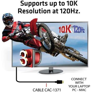 Club3D HDMI кабель на HDMI 1м CAC-1371, 48 Гбит/с, 10K 120Hz, 2.1, черный, прямой разъем, позолота (CAC-1371)
