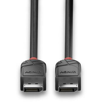 Lindy DisplayPort kabelis 36492, 2 m, 30AWG, 4K 4096x2160@60Hz, 21.6Gbps, melns, PVC, taisns kontakts, 1 pc (36492)