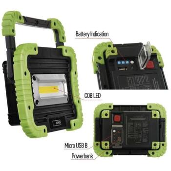 Emos COB LED аккумуляторный рабочий светильник P4534, 600 lm, 3000 mAh, 2 режима, IP44, ударопрочный, USB кабель (P4534)