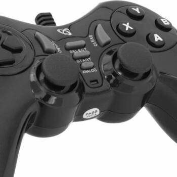 Sbox Spēļu pults GP-2011, 19 taustiņi, 1,56m, USB 2.0, melna, vibrācija, saderīgs ar PS3, Windows 7/8/10, Android TV (GP-2011)