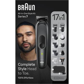 Braun matu trimmeris MGK7491, 100 min, 21 garuma iestatījumi, 17 piederumi, AutoSense, LED indikators, mazgājams, slapjš un sauss (MGK7491)