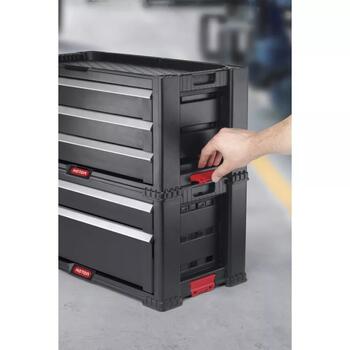 Keter Instrumentu lāde 30199302, 3 atvilktnes, 16 konteineri, centrālā atslēga, 56,2x28,9x26,2cm (30199302)