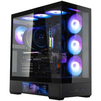 Zalman P40 DS ATX Mid Tower корпус, 4 x 120mm ARGB вентилятора, черный, 9.1-дюймовый ЖК-дисплей, 420mm GPU, 165mm CPU кулер (P40 DS BLACK)