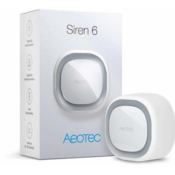 Aeotec сирена Siren 6 AEOEZW164, 110 дБ, 1000 лм, Z-Wave Plus, звуковая и визуальная сигнализация, дверной звонок, 30 тонов, 230В (AEOEZW164)
