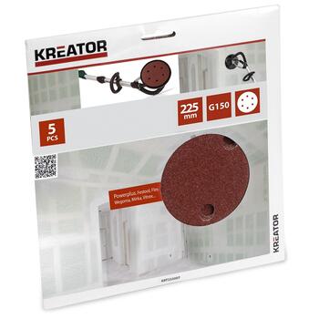 Диск наждачной бумаги на тканевой основе Ø225мм, G150 (5шт.) Kreator (KRT232007)
