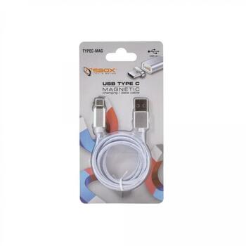 Sbox USB кабель MAGNETIC-TYPEC, 1м, до 480 Mbit/с, серебристый, плетеный корпус, никелевые разъемы (MAGNETIC-TYPEC)