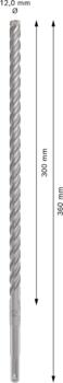 Triecienurbis SDS plus-5X 12x300x360 ,mm 1 gab., Perforatora urbjiem PRO SDS PLUS-5X TRIECIENURBIS PERFORATORIEM, 2608833811 BOSCH (2608833811)