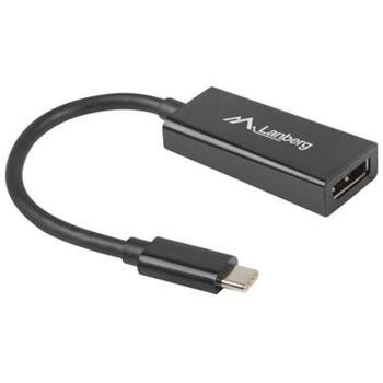 Lanberg Видео / аудио адаптер AD-UC-DP-01, 15см, USB-C мужской, DisplayPort женский, 1920x1200@60Hz, HDCP, USB 3.1 (AD-UC-DP-01)